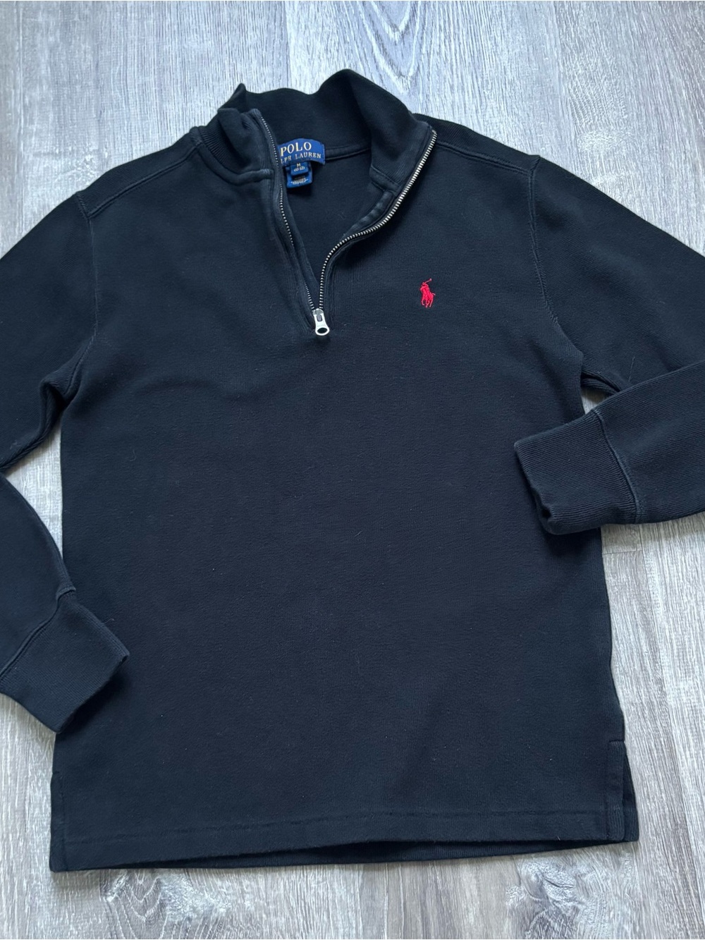 Polo by Ralph Lauren Boys Black Quarter-Zip Size M 10-12
